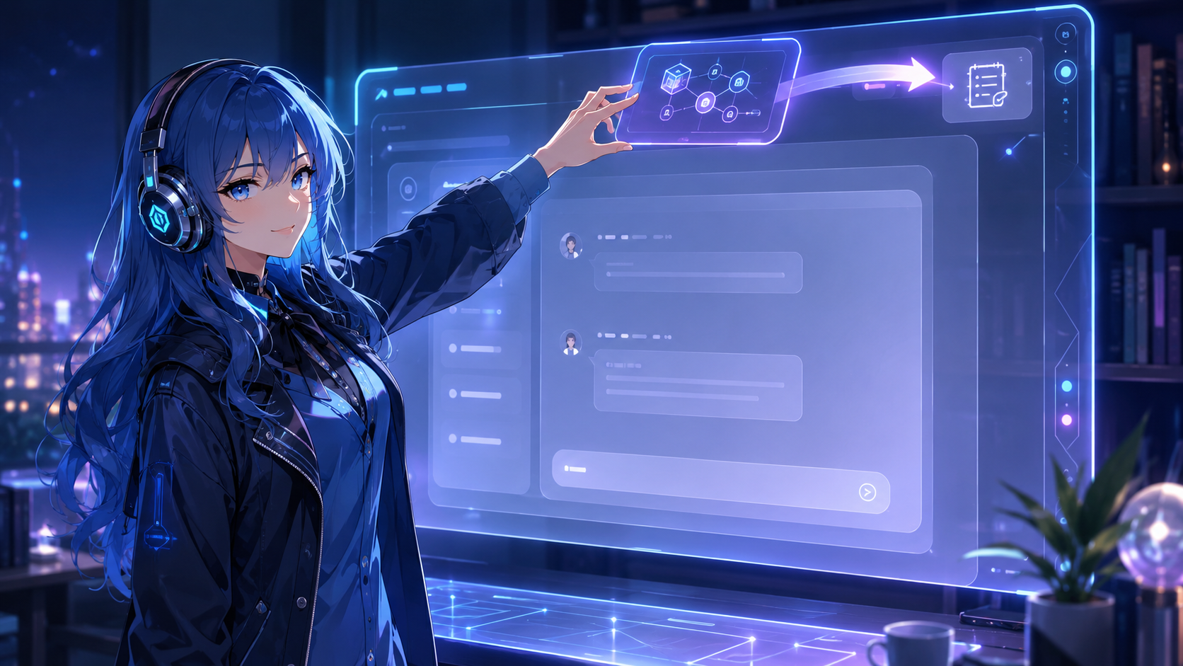 PIKOがDEV LOOPパネルをチャット欄の邪魔にならない場所へ移動している挿絵